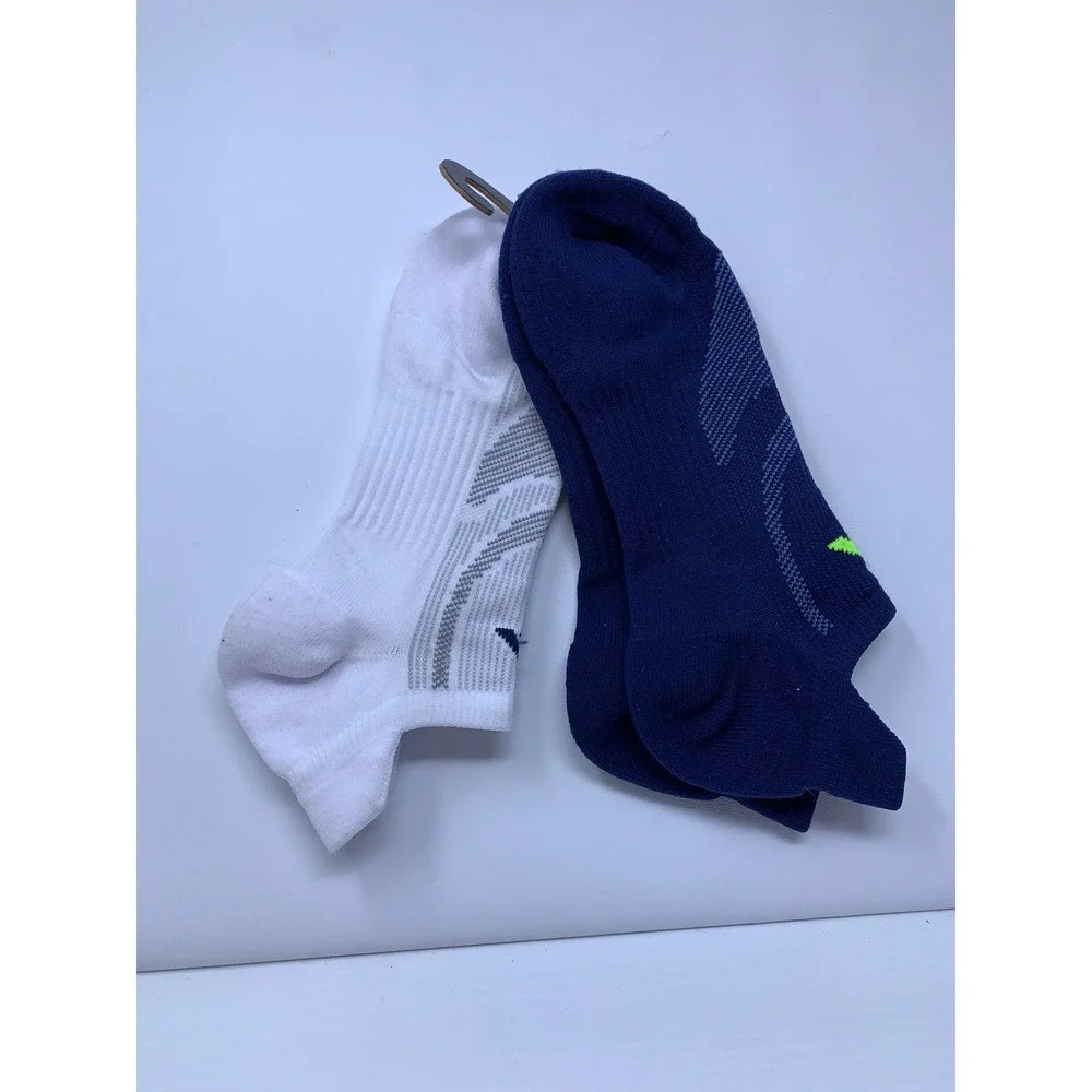 Adidas Mens OS Navy White Athletic Arch Compression No Show Socks 2 Pair Pack